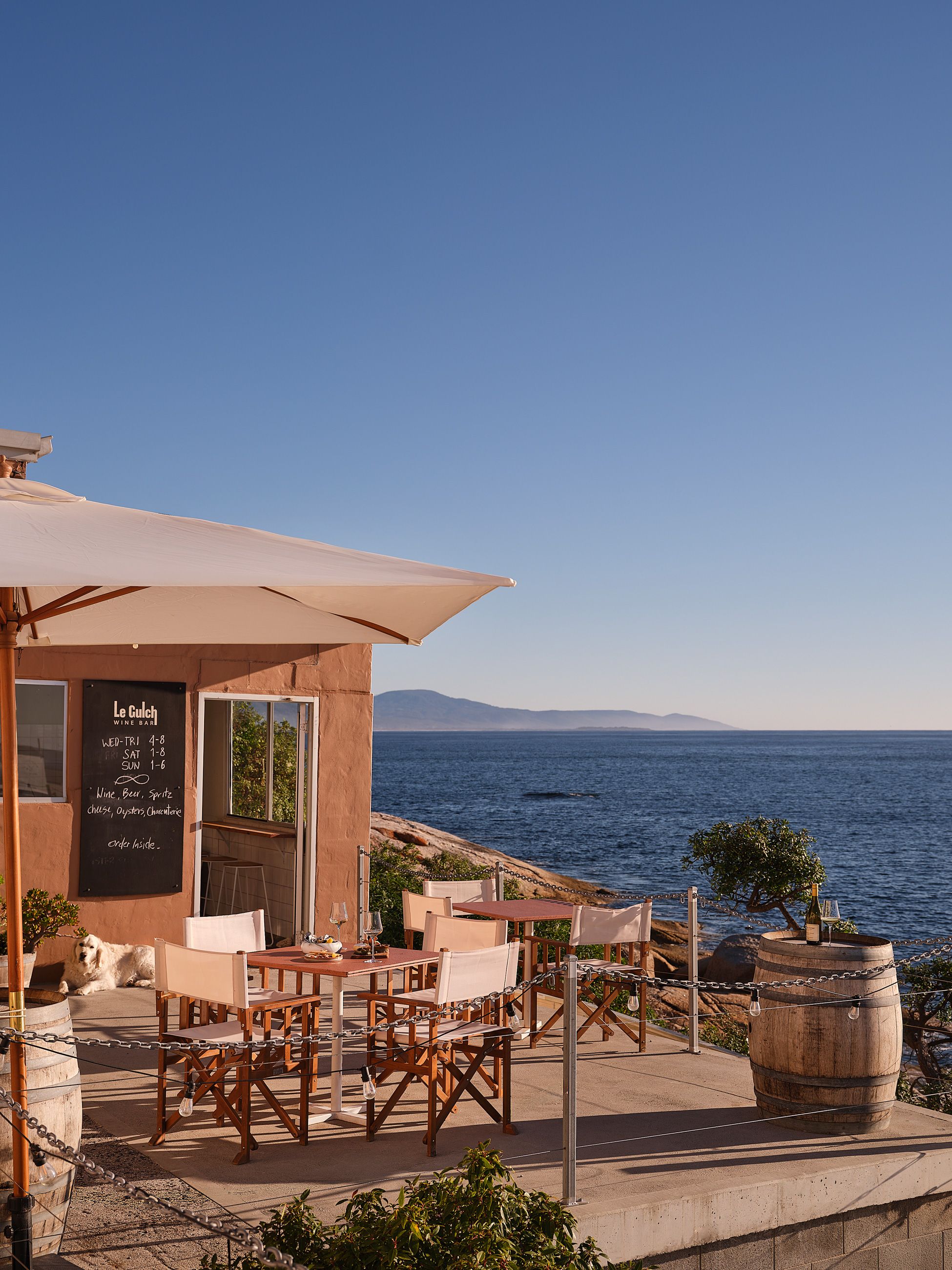 Le Gulch offers waterfront views and outdoor seating, perfect for hobart winter restaurants.