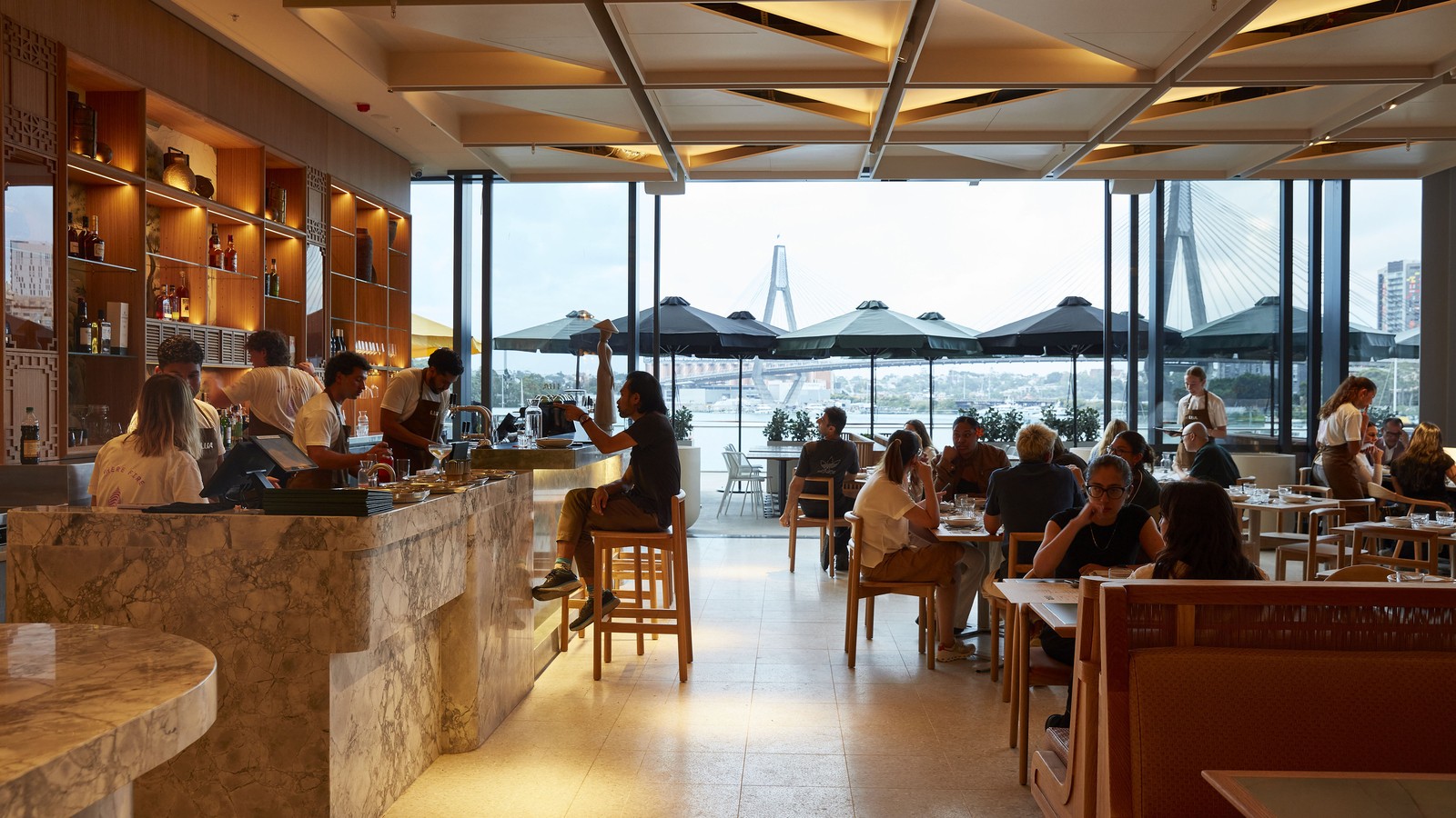 lua by luke nguyen offers a vibrant dining experience with stunning Blackwattle Bay views and a stylish interior.