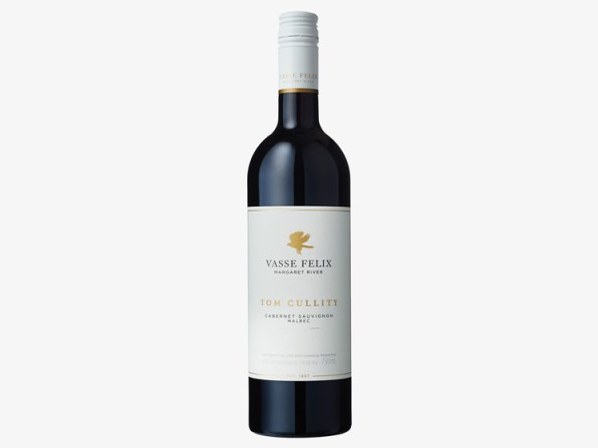 A bottle of Vasse Felix Tom Cullity Cabernet Sauvignon Malbec from Margaret River stands on a neutral background.