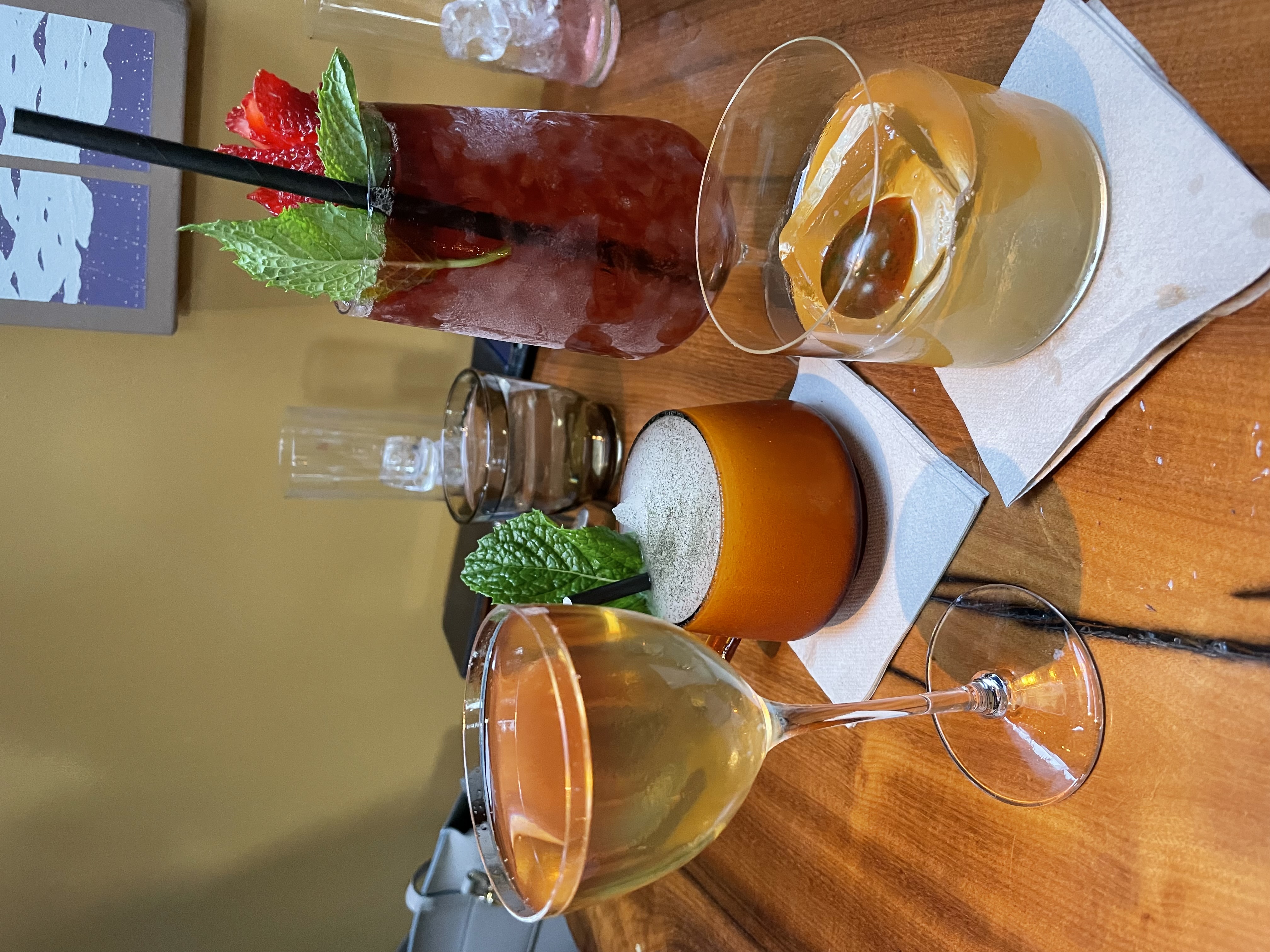 A few cocktails on a table