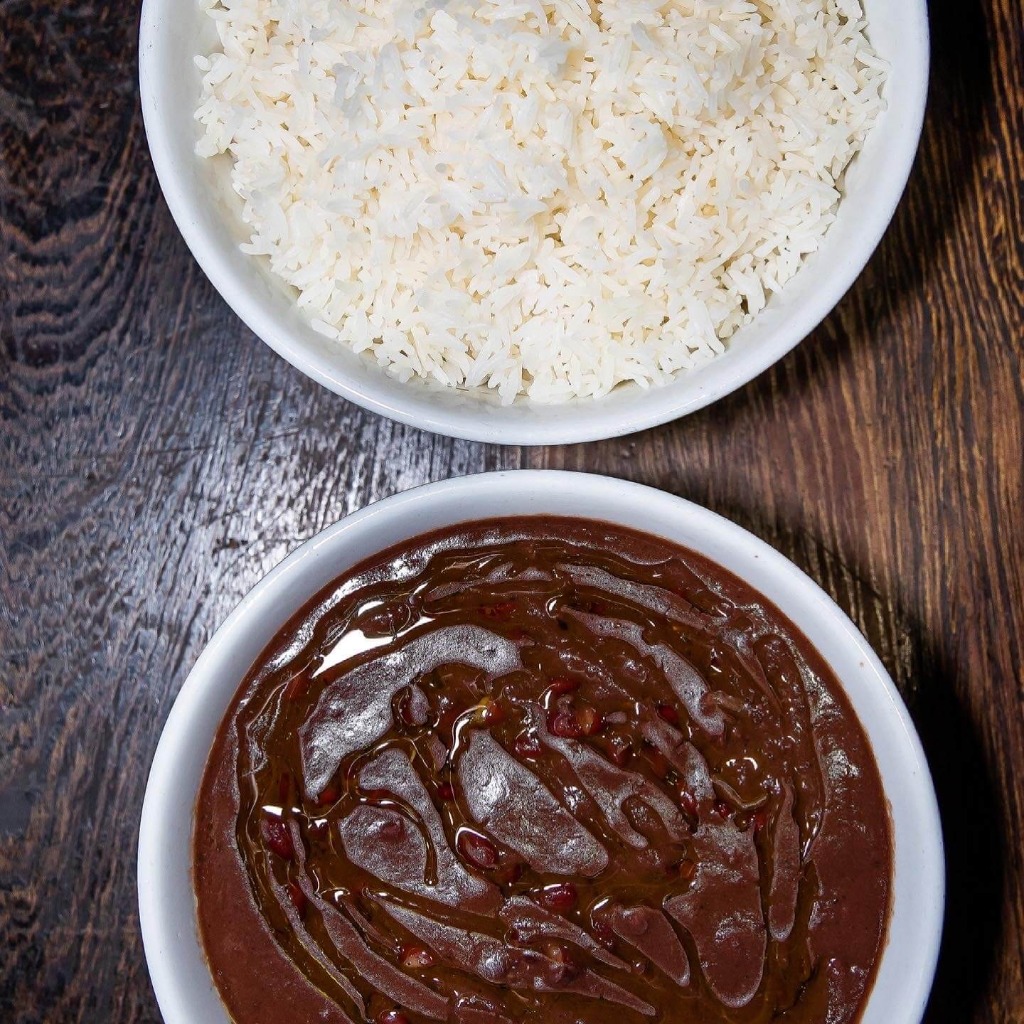 a bowl of rice and beans