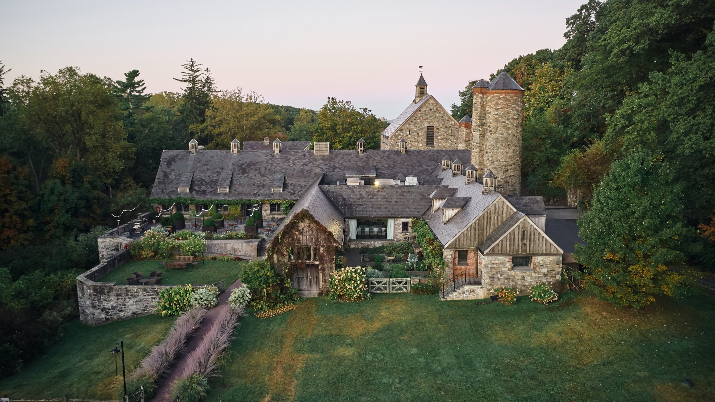 The rustic elegant exterior of Blue Hill at Stone Barns