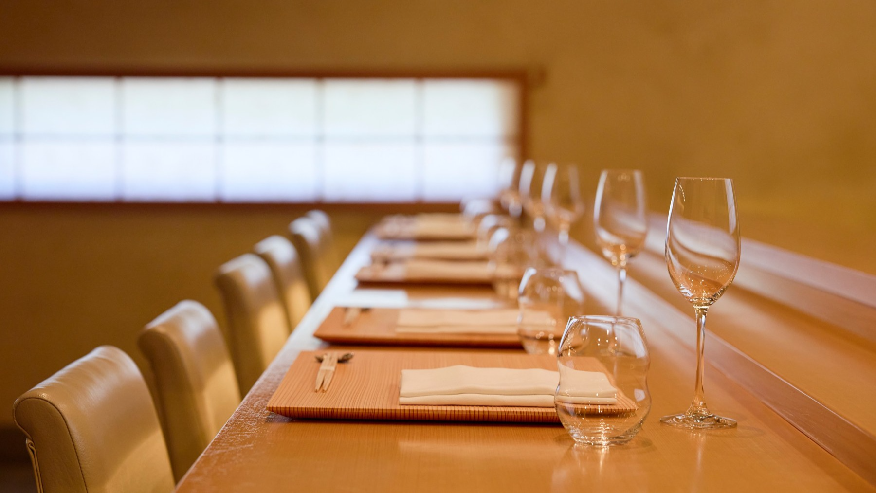 The elevated Kaiseki counter at Kenzo in Napa Valley
