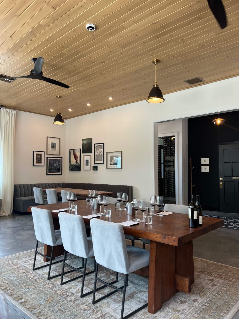 The interior of Force Majeure Vineyards' tasting room