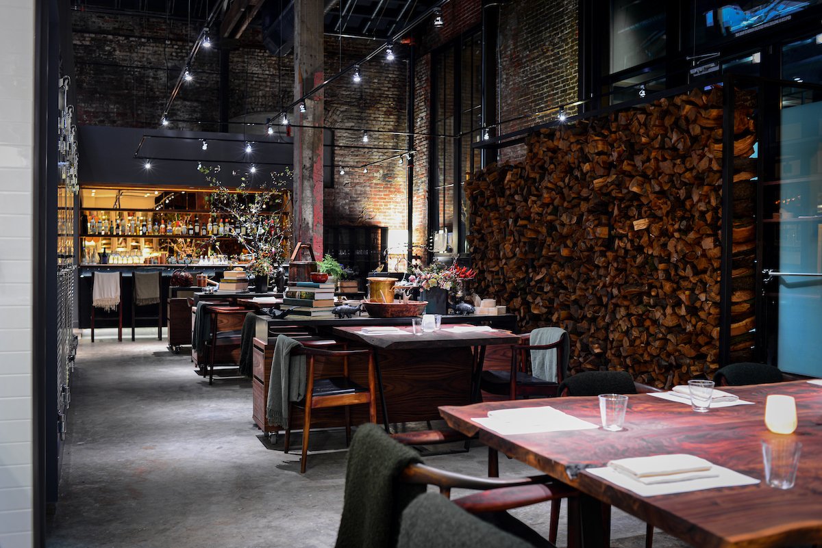 The dimly lit dining room at Saison