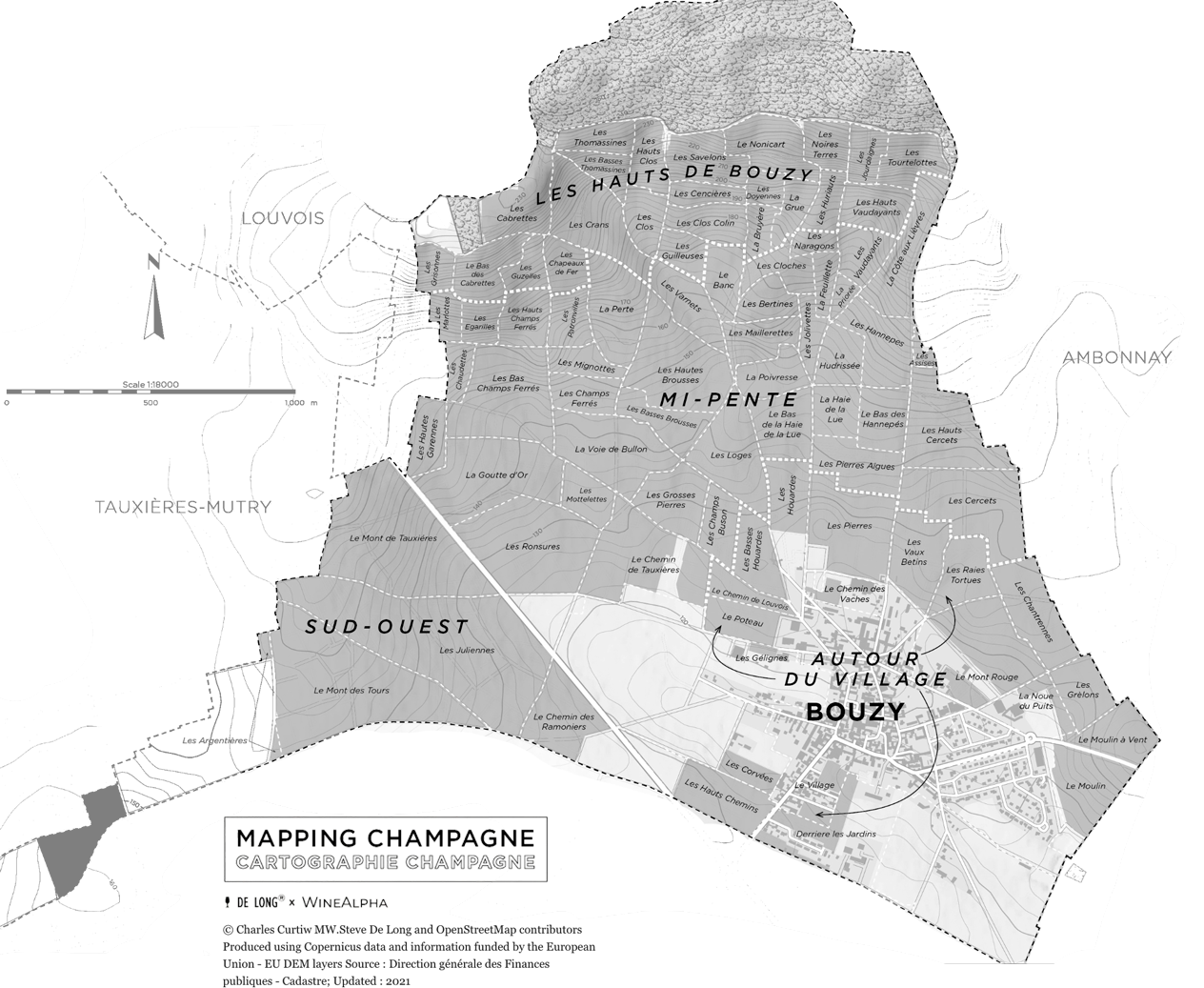 A map of Bouzy in Champagne