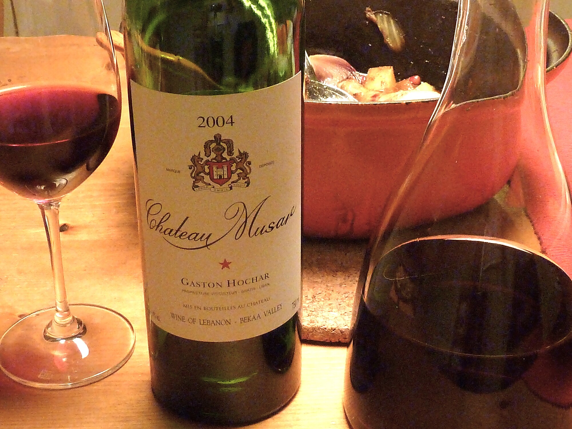 A bottle of Château Musar wine from Lebanon