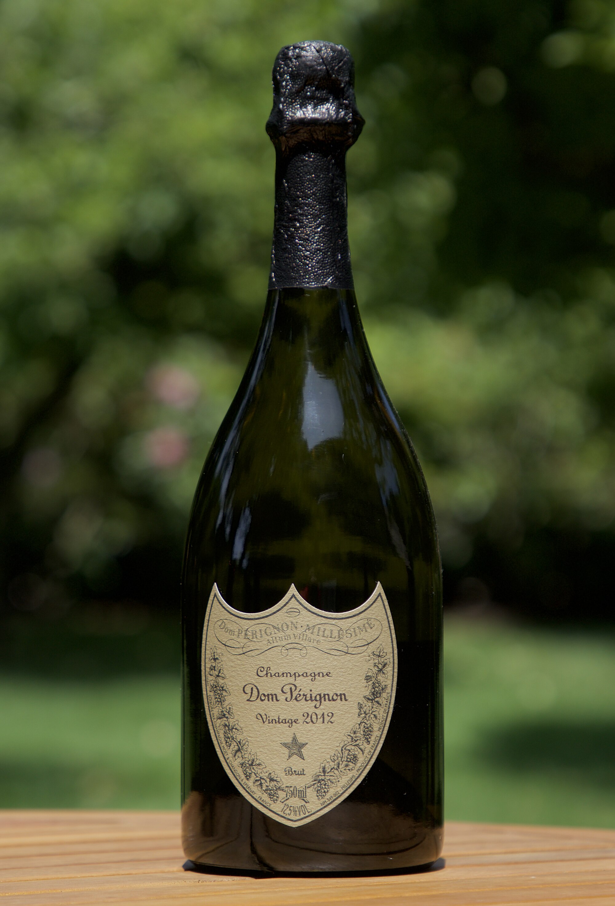 A bottle of Dom Pérignon 2012 Champagne