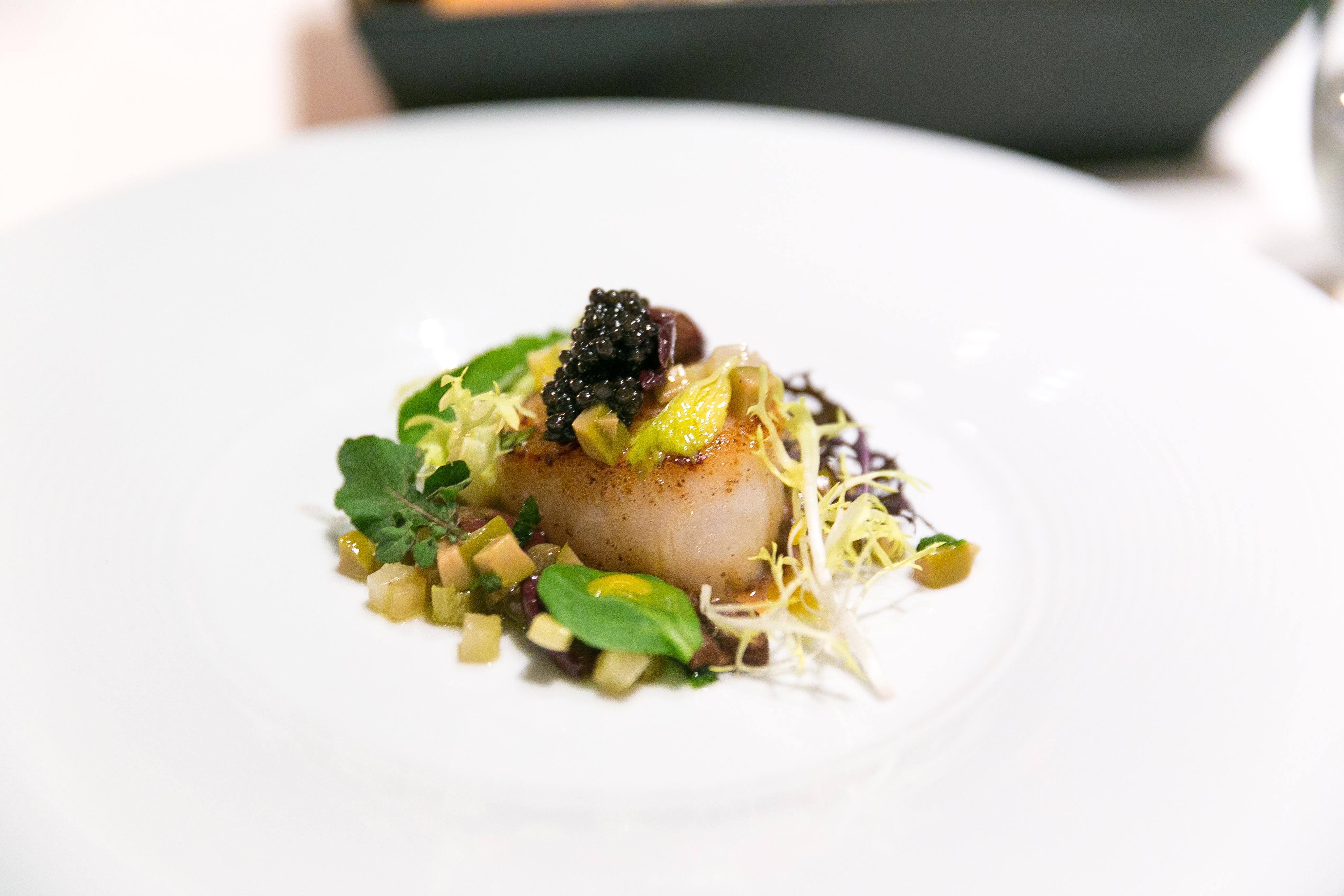 Roasted Hokkaido scallop topped with Calvisius Elite caviar at 8½ Otto e Mezzo Bombana